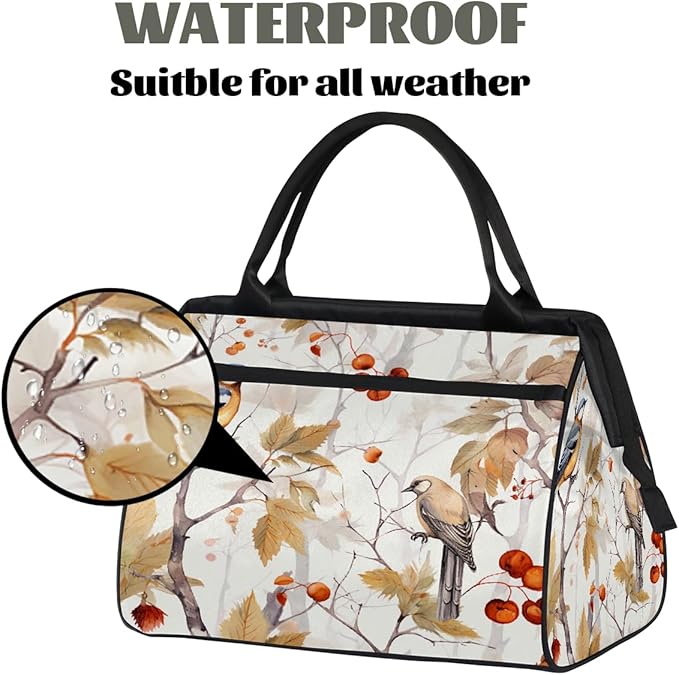 Spring Bird Branch Leaves Travel Duffel Bag, Waterproof Sports Gym Duffle Bag, Large Capacity Weekender Carry On Overnight Bags for Women Men