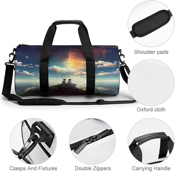 Sports Gym Bag for Women Men Travel Duffel Bag Tote Weekender Bag Anime Sky Carry on Overnight Bag for Travel Swimming Fitness Workout Sports Duffle Bag