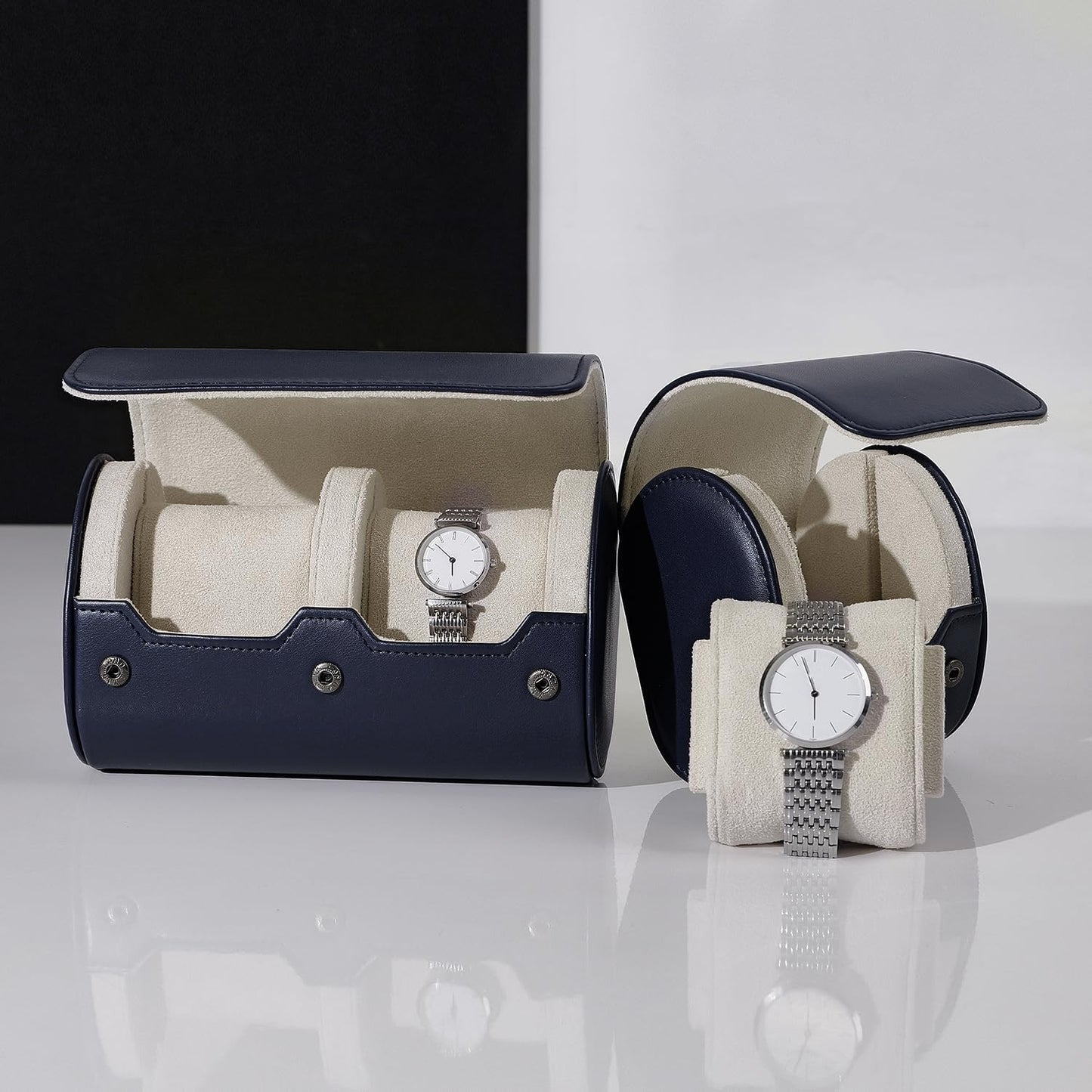 Oirlv PU Leather Watch Box for Mens Watch Organizer Case Jewelry Gift Box for Birthday Fathers Day Anniversary(2 slots, Royal Blue)