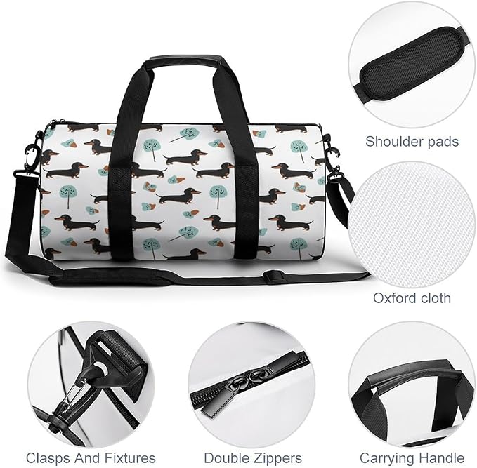 Travel Duffle Bag Dachshund Weiner Dog Pet Dogs Carry On Weekender Bags Workout Lightweight Duffel Bags for Men and Women