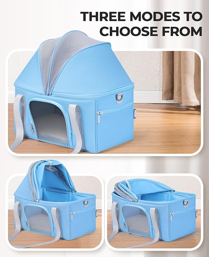 BurgeonNest Top-Expandable Large Cat Carrier, Soft Sided Cat Bag Carrier for Medium Large Pet 15 lbs, Upgrade Small Dog Car Seat, Collapsible Puppy Travel Bag with Semi-Open Mode Canopy