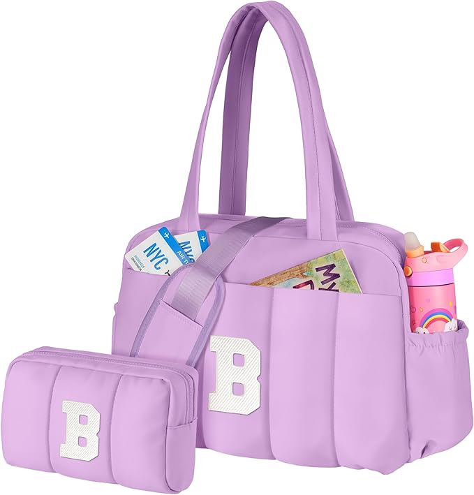 Gifts for Teenage Girls-Initial Duffle Bag, Carry On Bags for Women-Birthday Gift for Mom-Overnight Bag with Wet Pocket Travel Bags Personalized with Makeup Pouch-Birthday Gifts for Girl