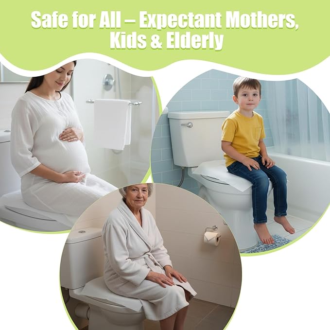 30Pcs Disposable Toilet Seat Cover, Individually Wrapped XXL Travel Toilet Seat Covers, Faster Use-Sticker Free｜Flushable｜Full Coverage Paper Liners Toilets Covers for Public Restroom/Airplane