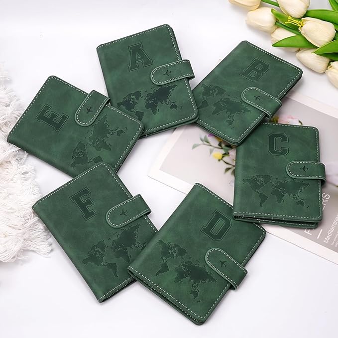Personalized E Passport Holder Cover Initial Letter Travel Wallet RFID Blocking Passport Cover Credit Card Holder Case Passport Book Holders for Women and Men, Pine Green-E