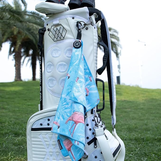 Magnetic Golf Towel, Microfiber Waffle Design with Clip - Industrial Strength Magnet for Strong Hold to Golf Bags, Carts & Clubs
