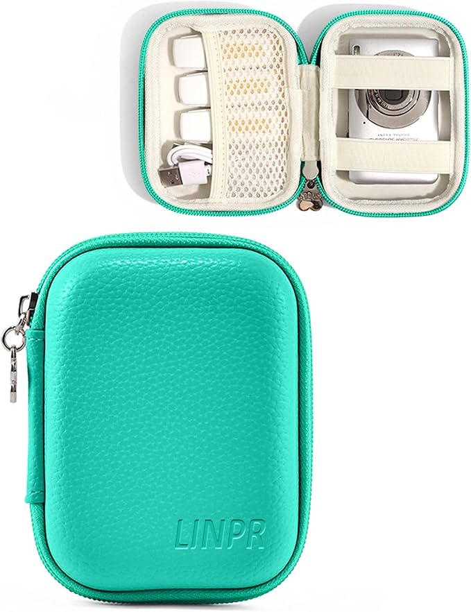Digital Camera Case for CAMKORY, KODAK PIXPRO FZ45/FZ55, Canon IXUS 285 HS, Lecran, Small Travel Compact Camera Holder with Mesh Pocket for Accessories SD Card (Peacock Green)