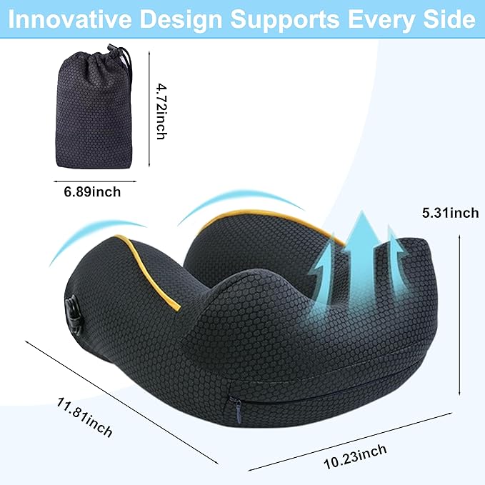 Inflatable Neck Pillow Airplane for Traveling On Plane, Inflatable Travel Neck Pillow Airplane, Blow Up Plane Pillow for Long Flights, Ergonomic Lightweight Cool Pillow for Ultra Comfort