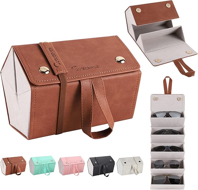 Sunglasses Travel Case Organizer Hangable for Men Women, Eyeglasses Foldable Storage Organizer