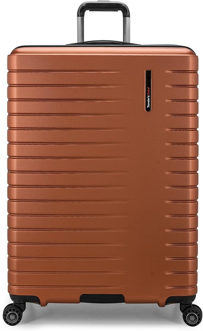Traveler's Choice Archer Polycarbonate Hardside Spinner Luggage Set,Tie Down Straps, Orange, Checked 29-Inch