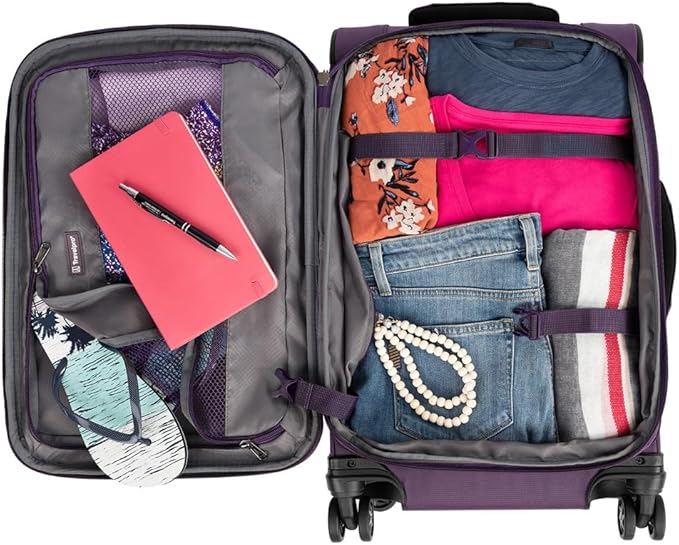 Travelpro Tourlite Softside 2-Piece Set, Expandable Luggage, 4 Spinner Wheels, Lightweight Suitcase, 21" Carry-On, 29 Check Large, Deep Purple
