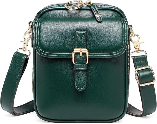 Vintage Messenger Bag Leather Crossbody Bags for Women Men Small Anti Theft Cross Body Shoulder Purse with Card Slots