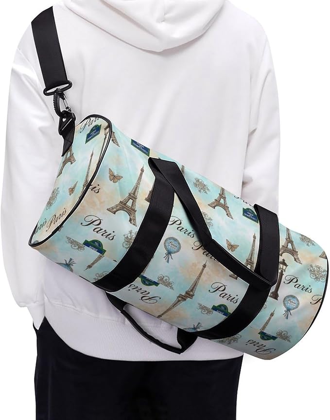 Basketball Football Weekender Bag Eiffel Tower Carry on Beach Yoga Overnight Luggage Bag Sports Gym Bags for Men Women