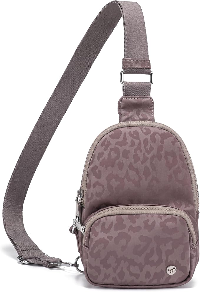 NEICOA Anti Theft Crossbody Bags for Women Small Nylon RFID Sling Bag Lightweight Travel Purse for Daily Casual Use(Gray Leopard)