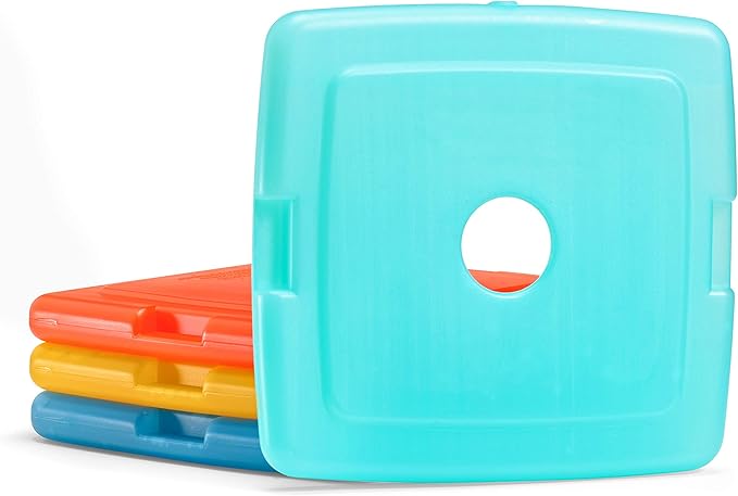 Cool Coolers by Fit & Fresh Slim Ice Packs,Quick Freeze Space Saving Reusable Ice Packs for Lunch Boxes or Coolers,Multi Colored,(Pack of 48)
