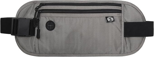 TRAVELSAFE Slim RFID Blocking Money Belt for Travel - Anti-Theft Hidden Passport Holder Waist Wallet with Secure Pouch for Cash, Credit Cards & Phone Safe (B-Grey)