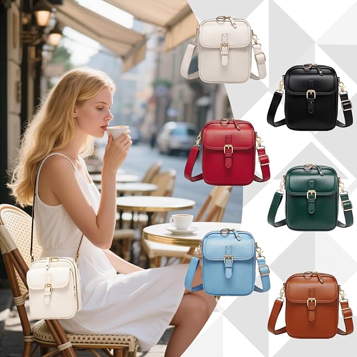 Vintage Messenger Bag Leather Crossbody Bags for Women Men Small Anti Theft Cross Body Shoulder Purse with Card Slots