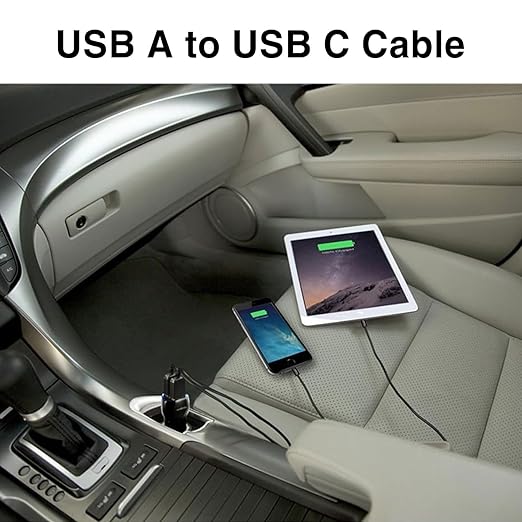 Short USB A to USB C Cable, iPhone 17 Car Carplay Cable for iPhone 15/16/16E/17E Pro Max, Plus, Air, Airpods 4, TV Remote, iPad 10th Gen, iPad Pro 12.9/11 Charger Cord,Car Charging Cable (1.6FT Black)