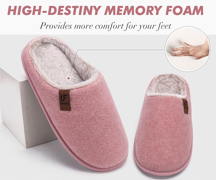 COFACE Mens Cozy Memory Foam Scuff Slippers Casual Slip On Warm House Shoes Indoor/Outdoor Sandal Slippers With Arch Support Rubber Sole Size 7-15