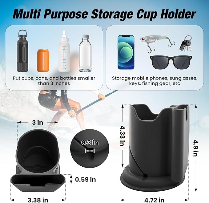 Kayak Cup Holder, Cup Paddle Board, Paddle Board Accessories Surfboards, Canoes and Kayak Accessories for Types of Cup Bottle Drink