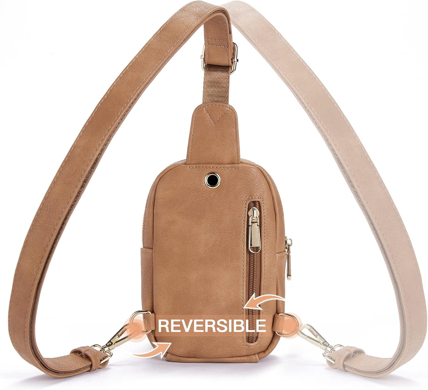 Telena Small Sling Bag for Women Leather Crossbody Fanny Packs Chest Bag for Women