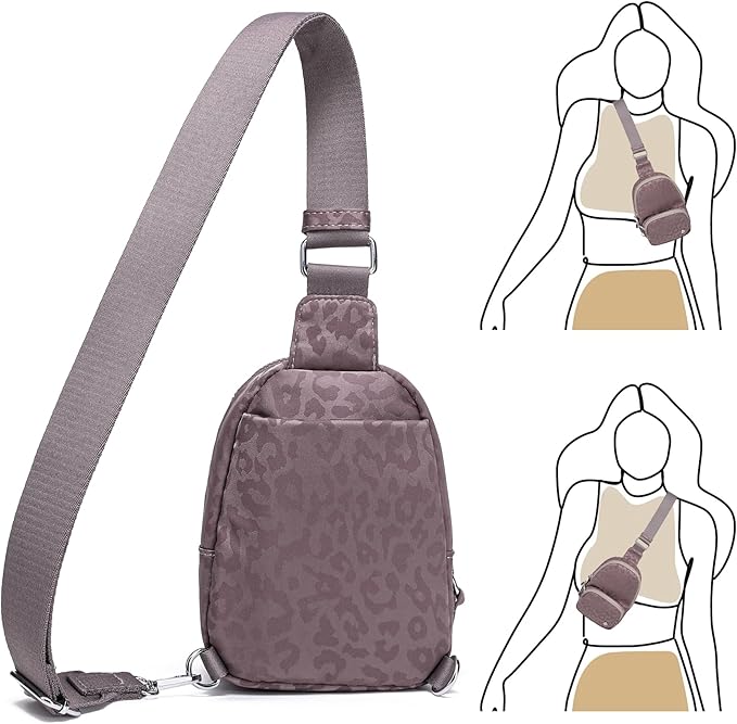 NEICOA Anti Theft Crossbody Bags for Women Small Nylon RFID Sling Bag Lightweight Travel Purse for Daily Casual Use(Gray Leopard)