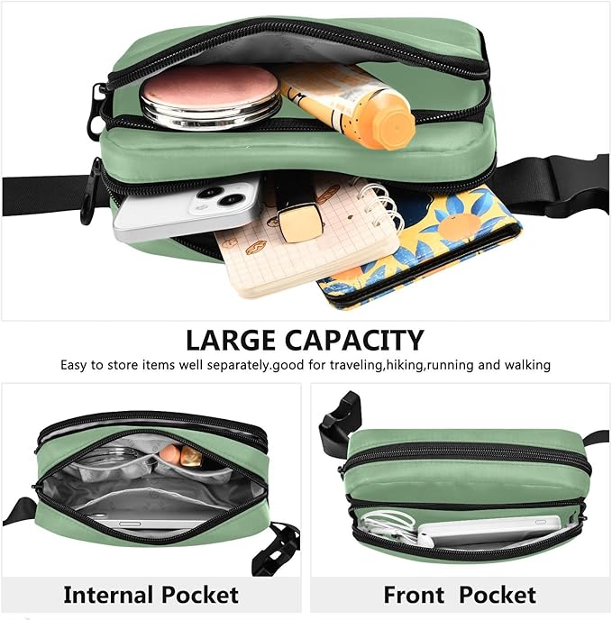 Fanny Pack for Women Men Water Resistant Fashion Waist Packs with Adjustable Strap Belt Bag for Travel Workout Jogging Hiking Dark Sea Green
