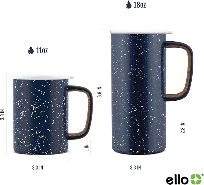Ello Campy 18oz Stainless Steel Travel Mug with Handle and Leak Proof Lid | Vacuum Insulated Coffee Cup for Hot or Cold Drinks | Reusable, BPA Free | Gift for Coffee Lovers, Matte Black