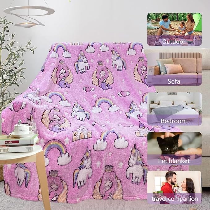 Mermaid Blanket for Girls 4-6, Mermaid Gifts for Girls, Kids Blankets for Girls, Toddler Blanket for Kids, Personalized Baby Blankets for Girls, Cute Blankets for Teen Girls,Birthday Gifts 50"x 60"