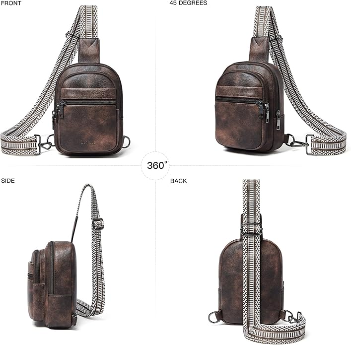 Sling Bag For Women Faux Leather Small Casual Daypack Backpack Fanny Pack Crossbody Chest Bags Purse