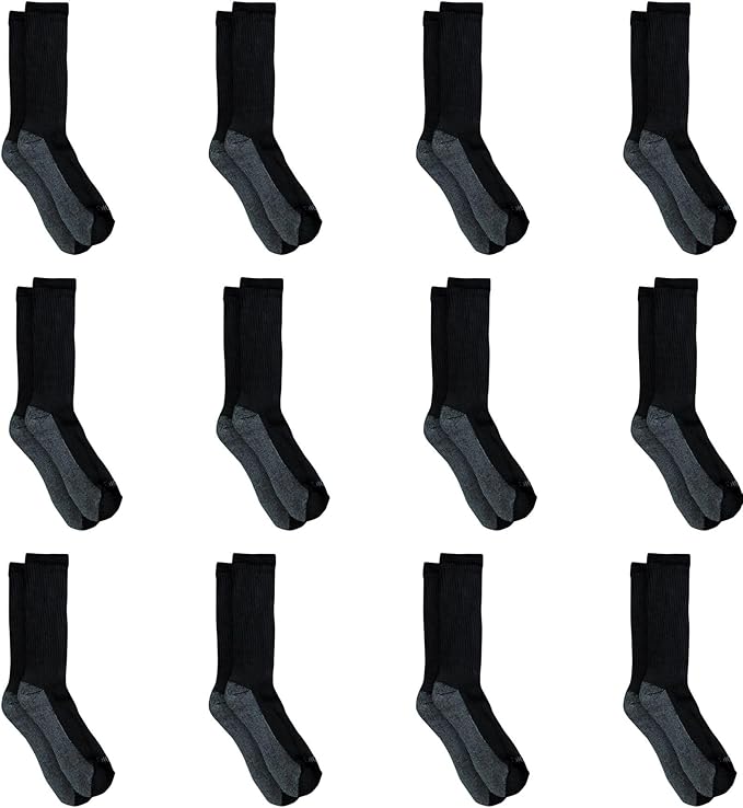 Dickies Men's Dri-Tech Original Moisture Control Crew Socks, Available in M-XXL (6, 12, 18 Pairs)