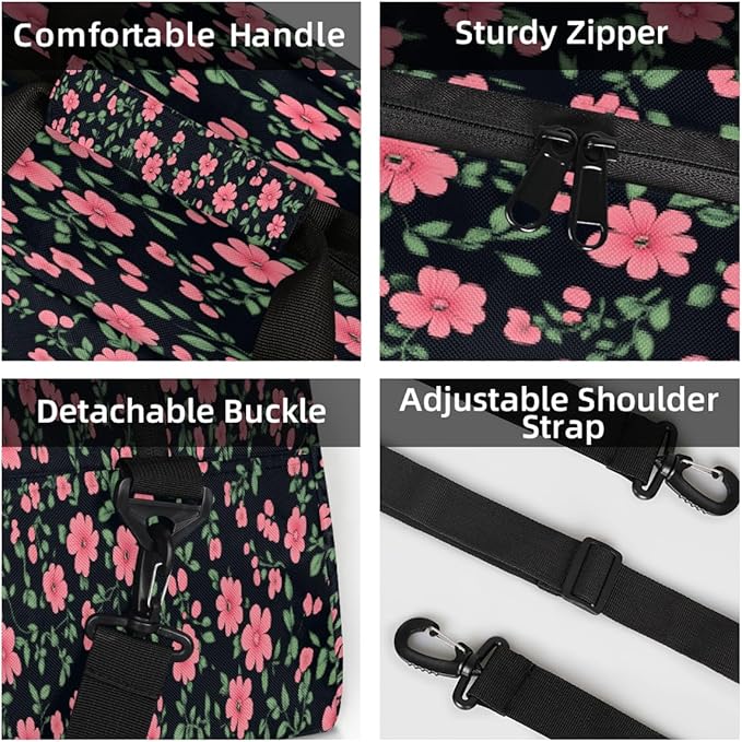 Kids Duffle Bag Girls Boys Pink Floral Seamless Weekender Overnight Bag,Lightweight Duffel Bags for Traveling Gym Sport Dance
