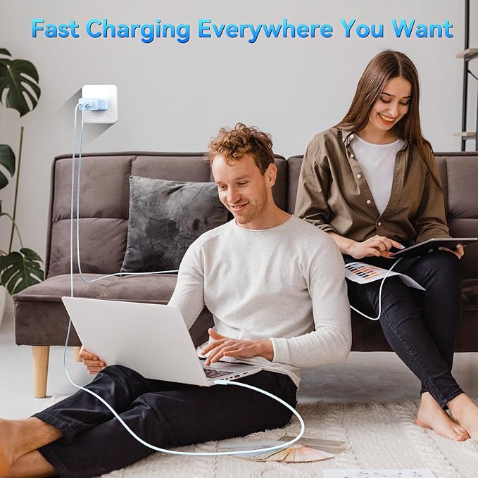Phone 17 Charger Fast Charging, 45W Dual USB C Charger Block,USB C Wall Chargers with 10FT Long USBC Charging Cable Cord for Phone 17 16 15 Pro Max/17 16 15 Pro/17 16 15/Plus,Pad Pro/Air,S25/S24-Blue