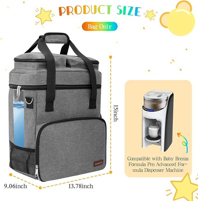 Carrying Case Compatible with Baby Brezza Formula Pro Advanced Formula Maker,Portable Formula Mixer Travel Organizer Bag with Shoulder Strap and Storage Pockets for Bottles,Baby Essentials