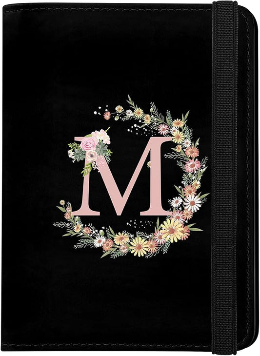 Cute Passport Holder and Holder Combo Passport Cover with RFID Blocking Women Men Compatible Wallet Credit Card Protector (Initial Monogram-M)