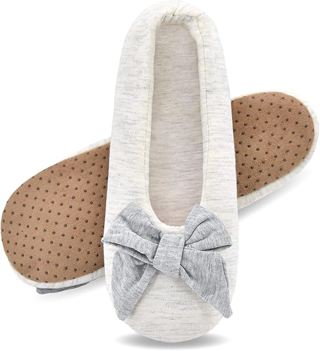 DICUIRD Women's Ballerina Slippers Lightweight House Slippers with Stretchable Heel Design