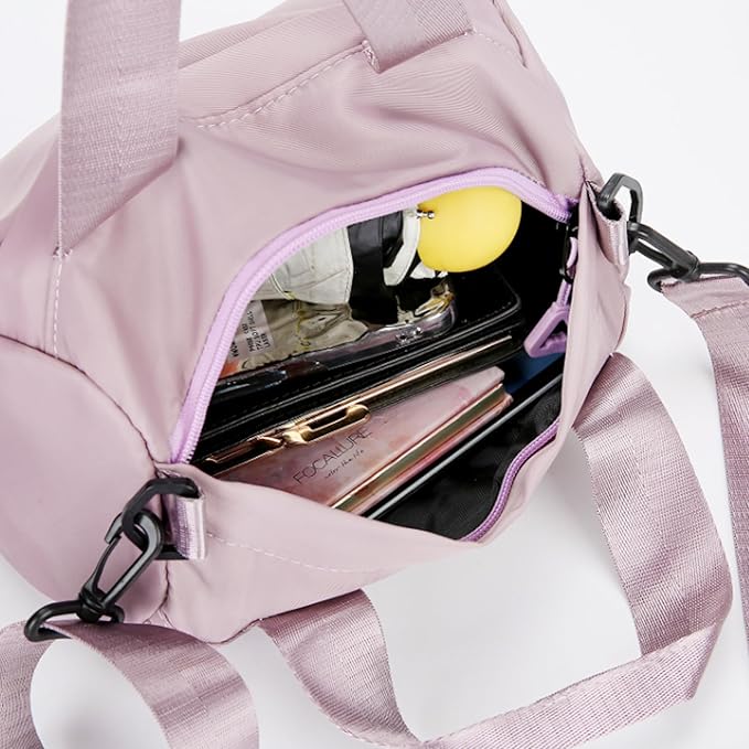 Mini Gym Bag for Women Mini Gym Bag, 9.5x4.7x5.5 inch Nylon Duffle, Handheld/Crossbody/Shoulder Duffle with Adjustable Strap, Zipper Small