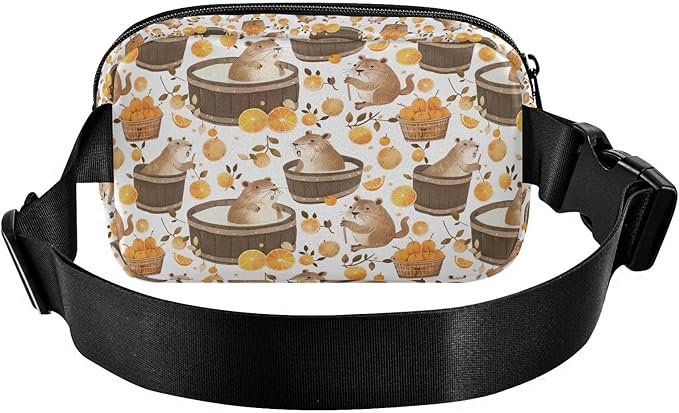 Kawaii Capybara Orange Fanny Pack for Women Men Water Resistant Fashion Waist Packs with Adjustable Strap Belt Bag for Travel Workout Jogging Hiking 21220248