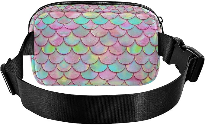 Pink Mermaid Scales Fanny Pack for Women Men Water Resistant Fashion Waist Packs with Adjustable Strap Belt Bag for Travel Workout Jogging Hiking 21219431