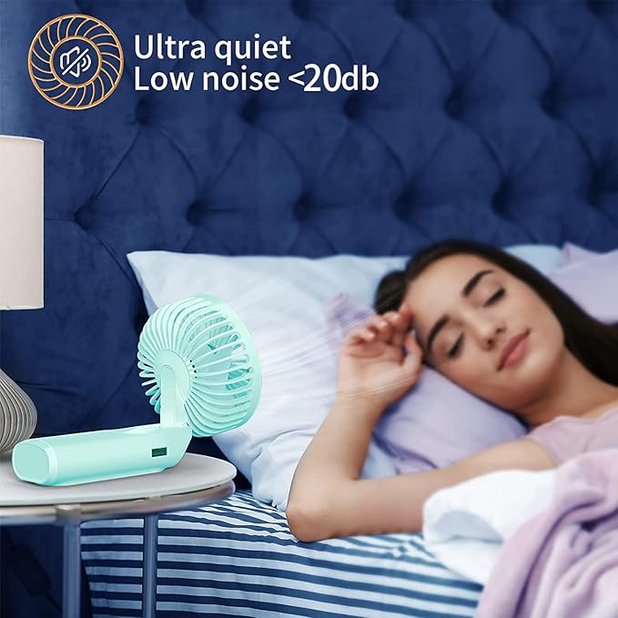 Portable Fan, 4000mAh USB Rechargeable, 180° Foldable Mini Desk Fan with 6 Wind Speed, LCD Digital Display, Lanyard as Neck Fan, Ultra Quiet