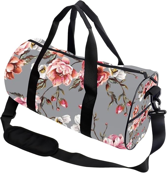 Cute White Accents Foldable Gym Bag Women Oxford Tote Bags Adjustable Shoulder Strap, Convertible Carry Backpack Retro Gym Bag For Gymnastics Yoga Stuff For Men