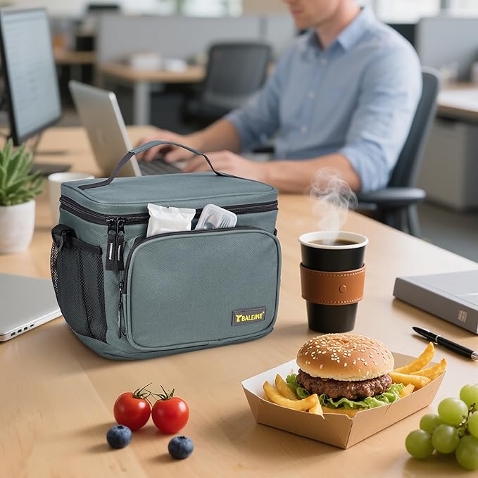 BALEINE Insulated Lunch Bag for Men Women, 22 Can Leakproof Cooler Bag with Adjustable Shoulder Strap for Work Picnic, Lunch Box for Women Men (Large, Black)