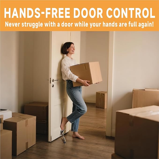 Kickdown Door Stopper, 2 Packs Door Holder to Keep Door Open, 4 Inch One Touch Semi-Automatic Satin Nickel Doors Stoppers, Adjustable Height and Rubber Tip, Heavy Duty Door Stop, Door Holder(Bronze)