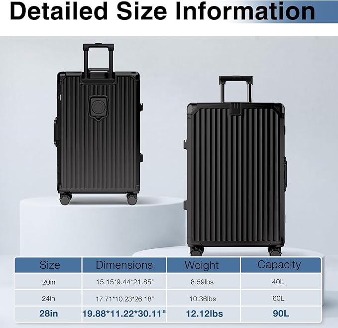 Krute No Zipper Luggage Set 2 Pieces Aluminum Frame PC Hard Shell Zipperless Suitcase Set With Wheels TSA Lock Carry On Luggage and Checked Suitcases