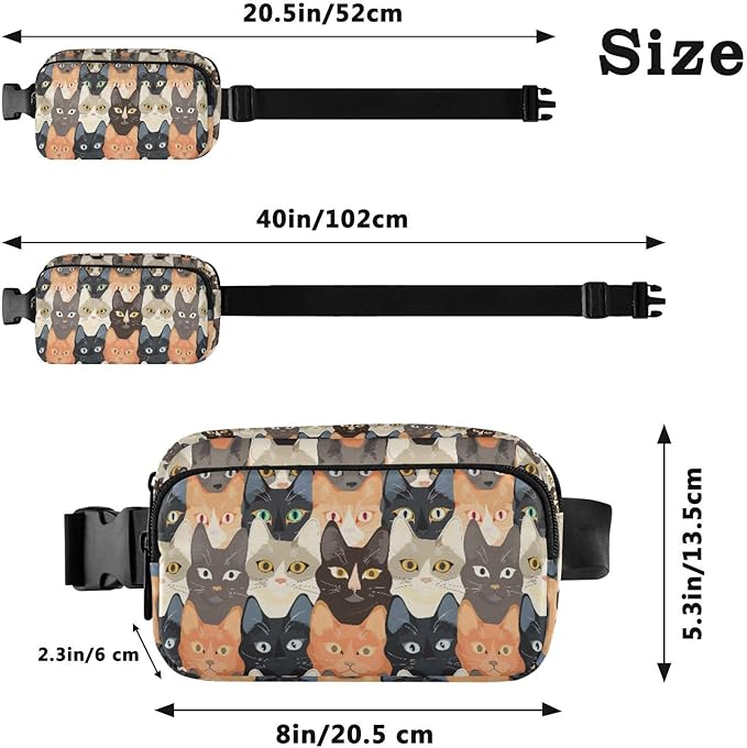 Kawaii Cat Fanny Pack for Women Men Water Resistant Fashion Waist Packs with Adjustable Strap Belt Bag for Travel Workout Jogging Hiking 21219379