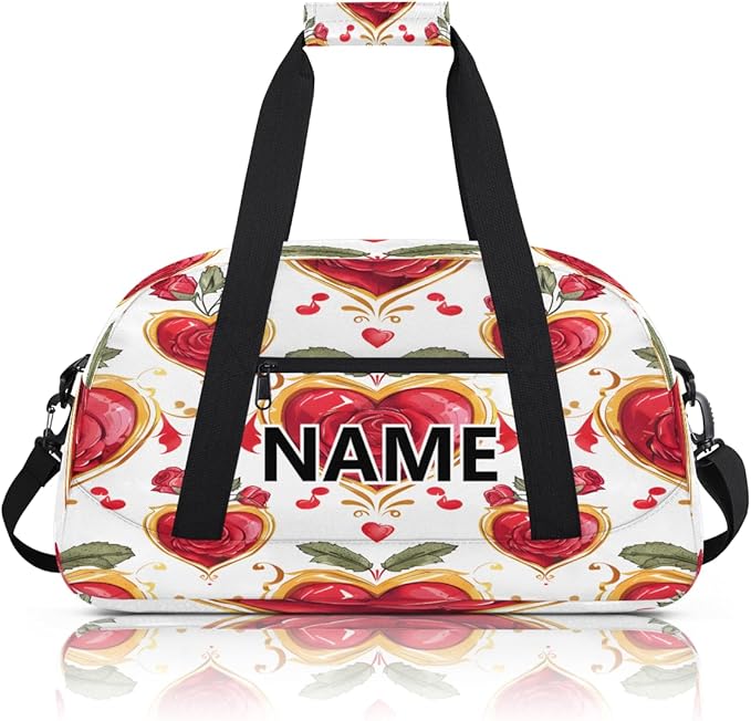 Rose Floral Mini Gym Bag 18 inch for Women Men Waterproof Custom Retro Flower Vintage Travel Duffel Bag Carry On Overnight Tote Nurse Bag for Work Fitness Hiking