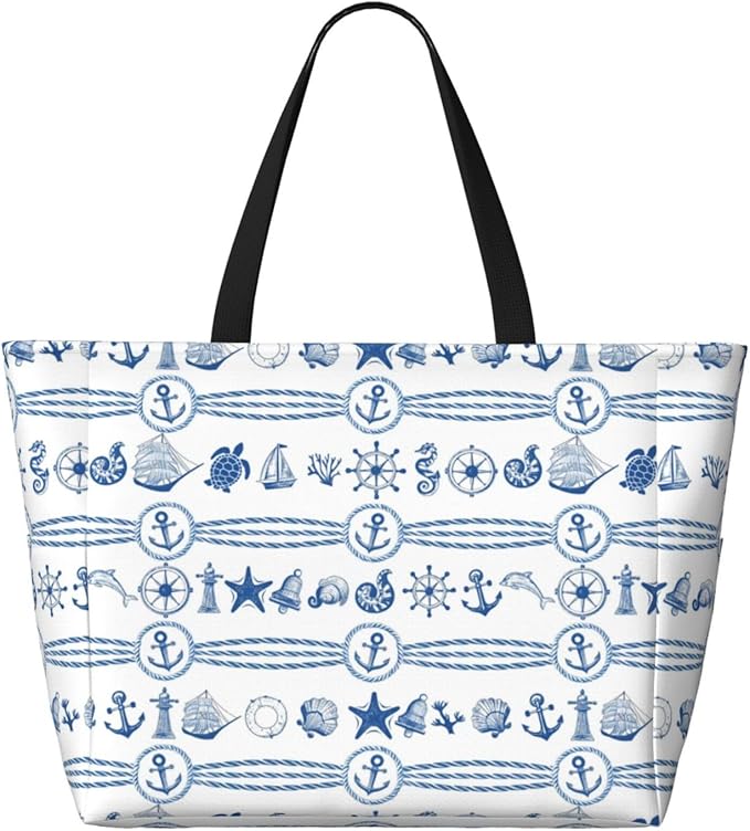 Large Beach Bag for Women Waterproof Foldable Travel Shoulder Tote Bag with Pocket for Weekender Pool Vacation