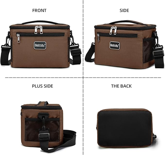Generic BEIMILY Lunch Bag for Women/Men,Reusable Lunch Box Small Cooler Bag Soft Sided,Leakproof Cooler Bag for Office Work Picnic Beach with Adjustable Shoulder Strap (coffee brown), 2311A