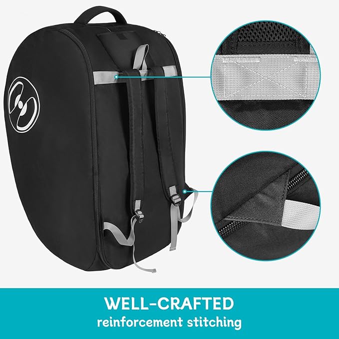 YOREPEK Padded Car Seat Travel Bag for Airplane, Fits for Doona Car Seat Stroller with isofix Base, Infant Car Seat Bags with Lockable Zipper, Foldable Gate Check Stroller Backpack for Baby Travel