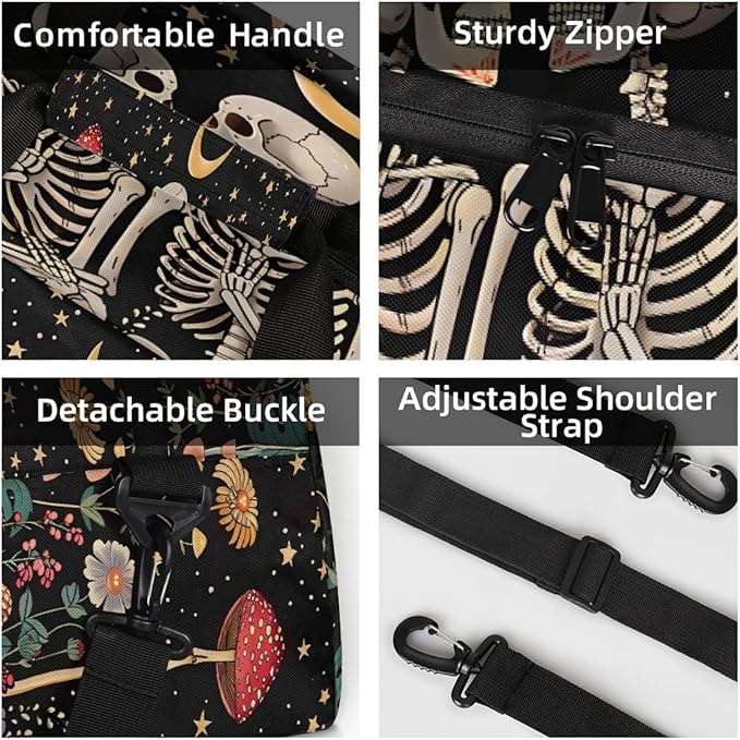 Travel Duffle Bag for travel duffle bag sports Girls Boys Kids Halloween Skull Goth Lightweight Overnight Sleepover Weekender Bags Small Dance Gym Sport Bag Teens Carry-On Size Workout Bag