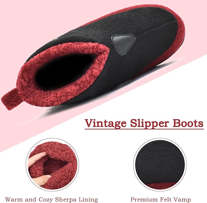 KuaiLu Mens House Slippers Booties Cozy Memory Foam Boots Warm Plush Lining Winter Felt Home Bedroom Slipper Socks Indoor Outdoor Non-Slip Shoes